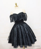 Black Sweetheart Tulle Short Lace Evening Prom Dresses, Lace Homecoming Dresses